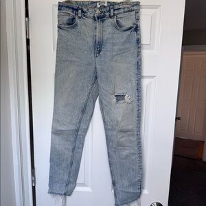 Zara Acid Wash Cut-out Jeans High Waist Stretchy